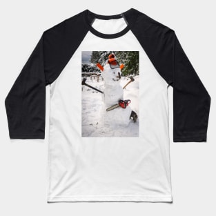 Great Canadian Snowman with chainsaw Baseball T-Shirt